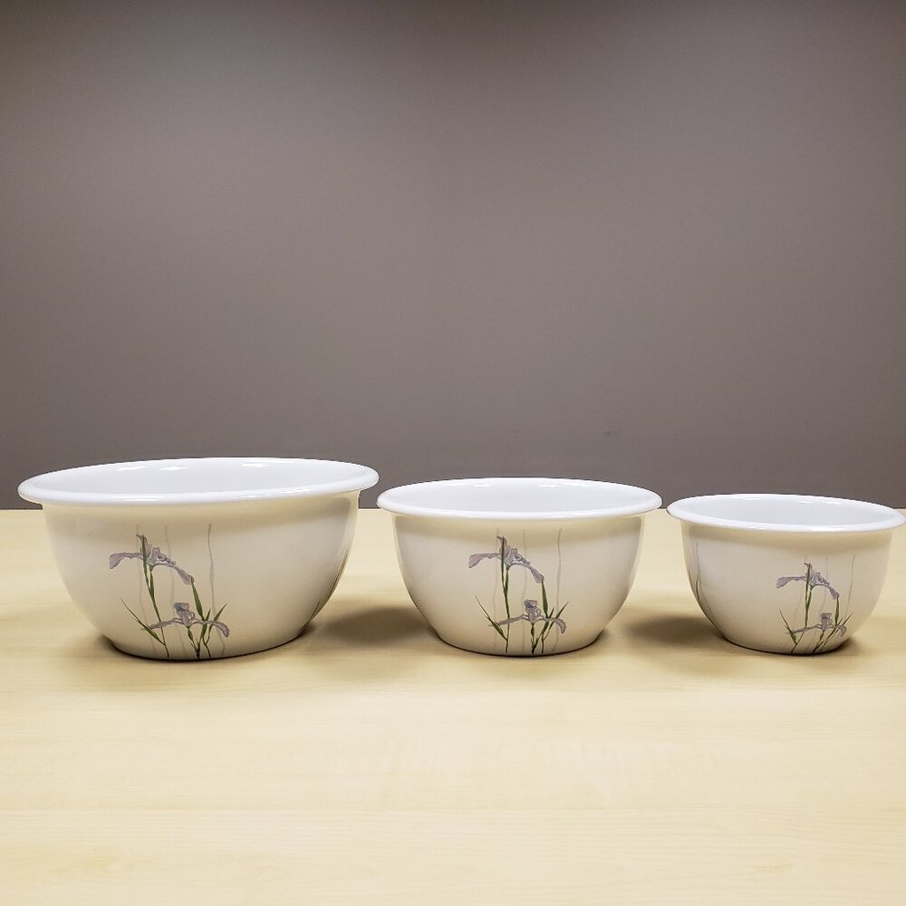 3 Corelle Corning Shadow Iris Mixing Bowls 1 qt 2 qt 3 qt Rare